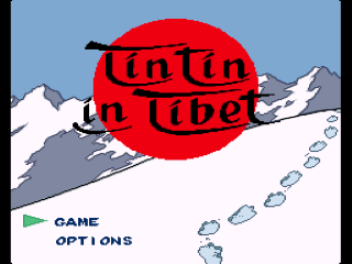Tintin in Tibet title screen for Super Nintendo
